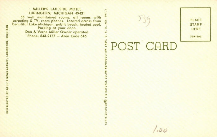 Ludington Beach House (Millers Lakeside Resort) - Old Postcard